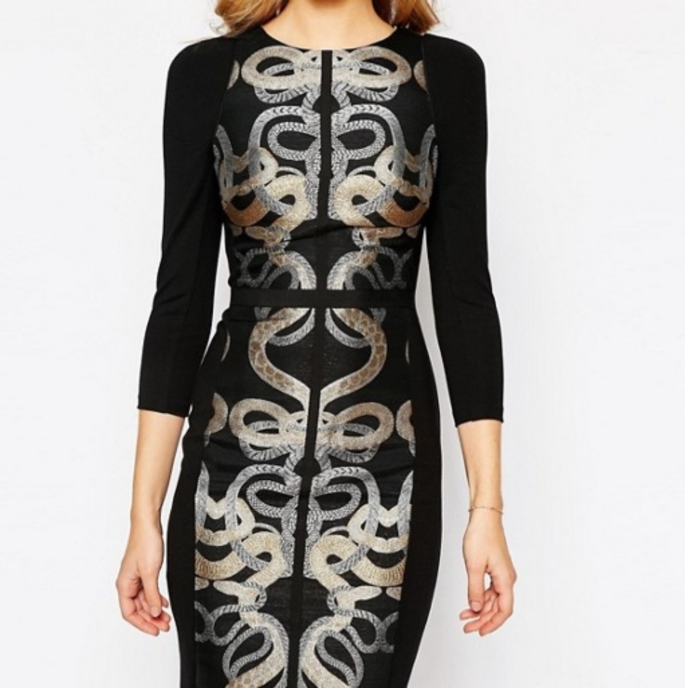Ted Baker Malicia Snake Jacquard Panel Dress